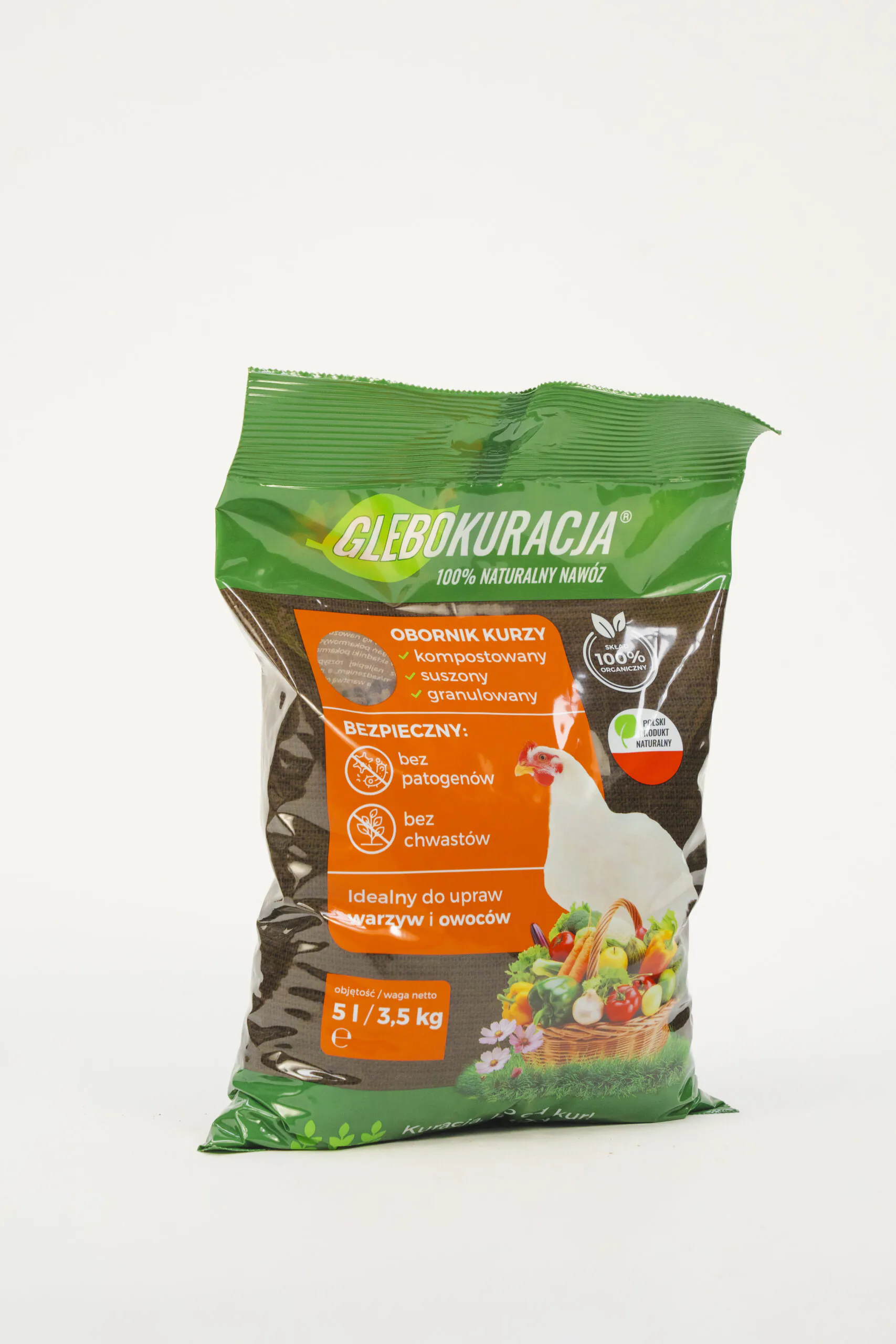 Organický granulovaný kuřecí hnůj 28 l (20 kg) hnojivo Glebokuracja