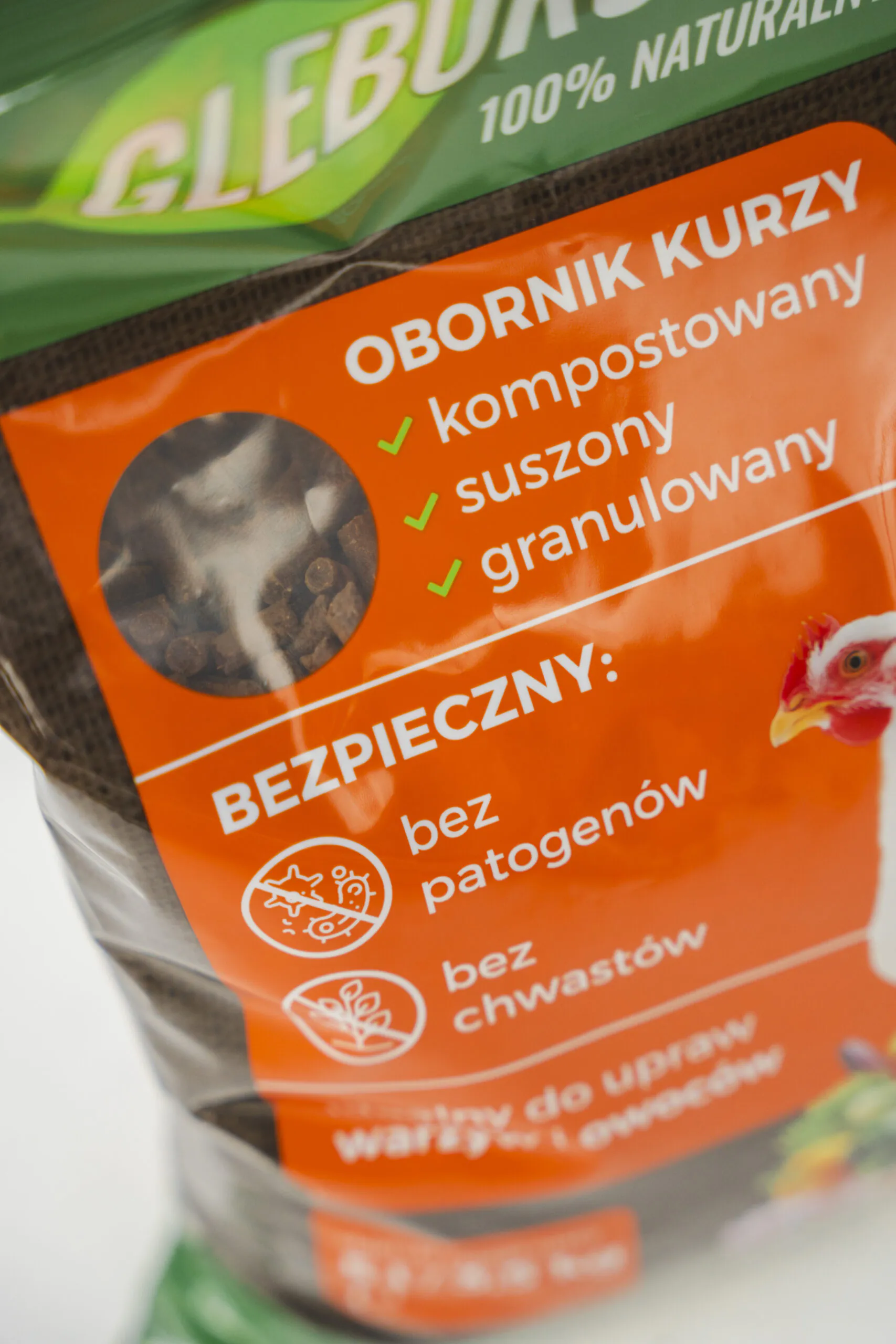 Organický granulovaný kuřecí hnůj 28 l (20 kg) hnojivo Glebokuracja
