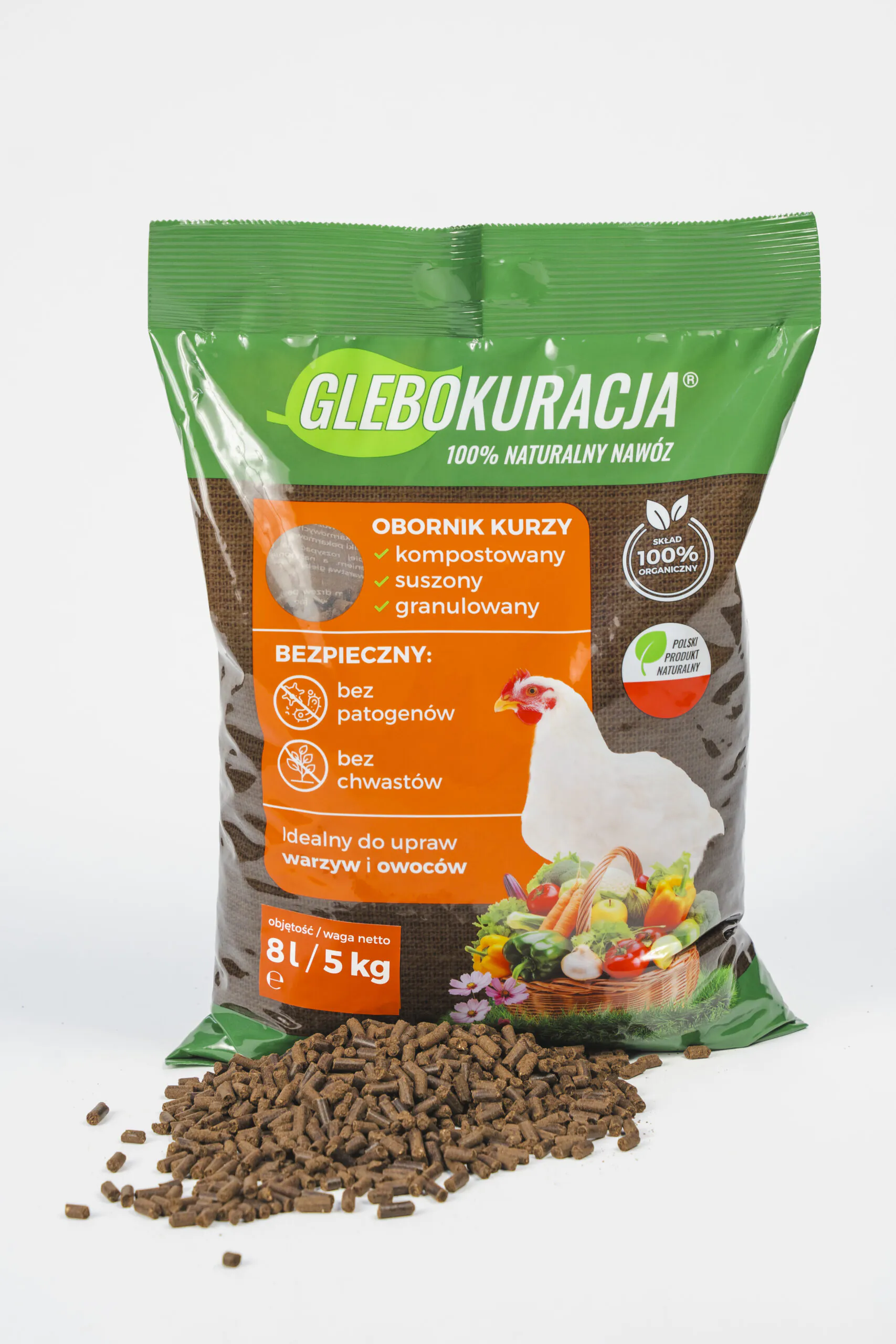Organické granulované slepičí hnojivo 8L (5kg) GLEBOKURACJA