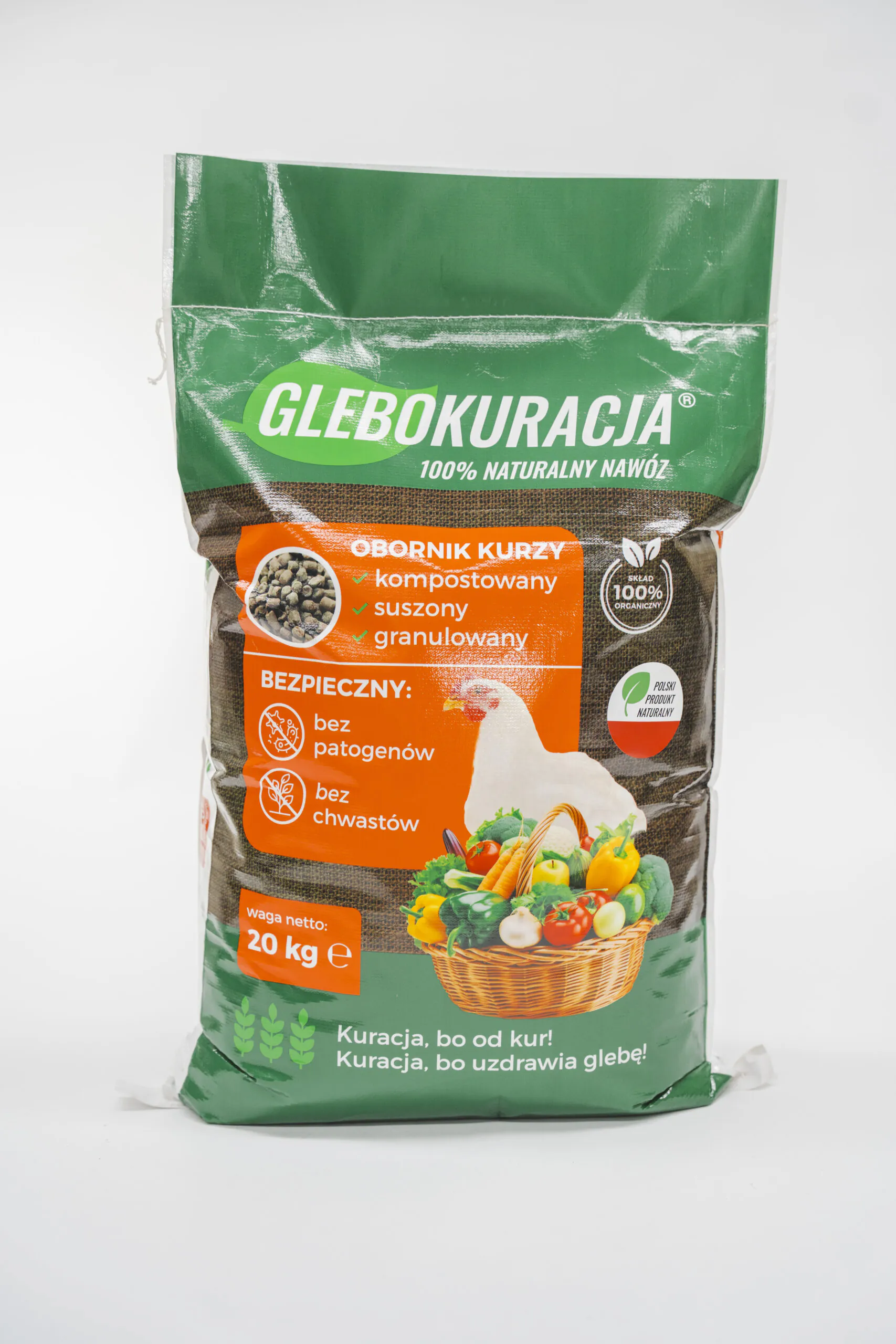 Organický granulovaný kuřecí hnůj 28 l (20 kg) hnojivo Glebokuracja